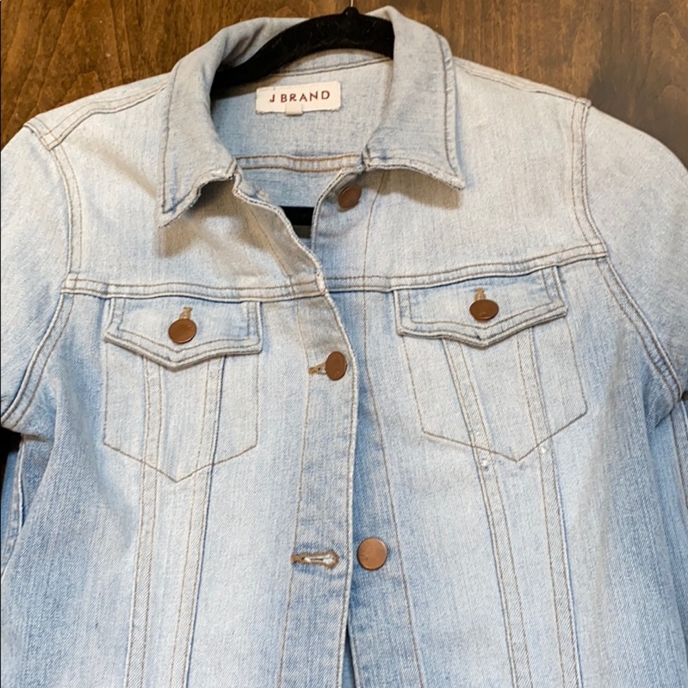 J Brand Lt Blue Denim Jacket w/ Copper Buttons M - Picture 2 of 7